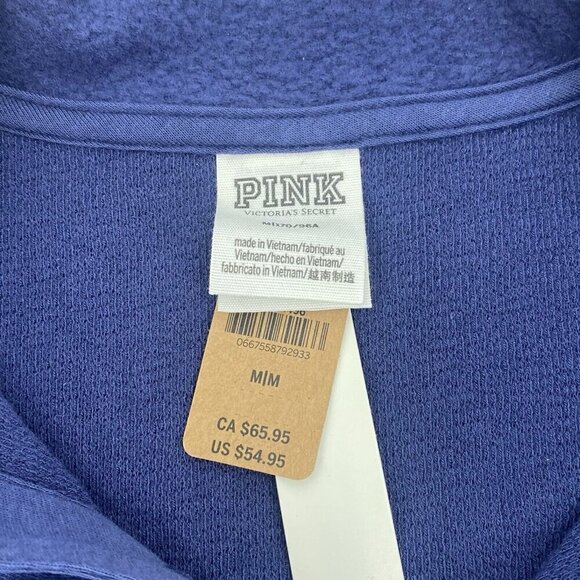 Victoria’s Secret PINK Size M Blue Reverse Fleece Polo Cropped Sweatshirt NWT - Picture 7 of 10